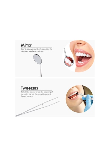 Samdoo Stainless Steel Diş Bakımı Aleti Seti - Profesyonel Dişçi Gereçleri: Ayna, Prob, Skaler Ve Pinçer İle Evde Diş Temizliği Ve Kontrolü