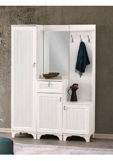 Bera Beyaz 3 Kapılı 1 Çekmeceli Hayal Portmanto Beyaz