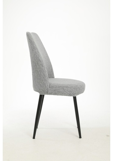 StarMall Jakarli Kumaş Oval Sandalye Kılıfı,sandalye Örtüsü Çubuk Desen 1 Adet Gri