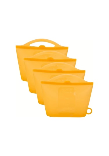 Brightnova 4 Adet Sızdırmaz 1200ml Silikon Saklama Kabı Renkli Kapaklı Bpa Free Bulaşık Makinesinde Güvenli Brown 40 58oz -