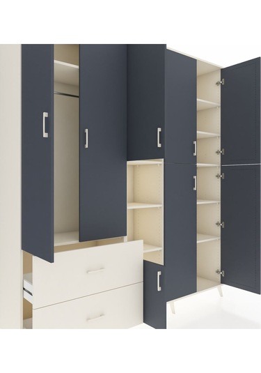 Hyperion Dolap 12 Raflı 2 Çekmeceli Tek Askılı 220x44x243 Aytaşı-antrasit/aytaşı Antrasıt/aytası Hyperion Dolap 12 Raflı 2 Çekmeceli Tek Askılı 220x44x243 Aytaşı-antrasit/aytaşı Antrasıt/aytası