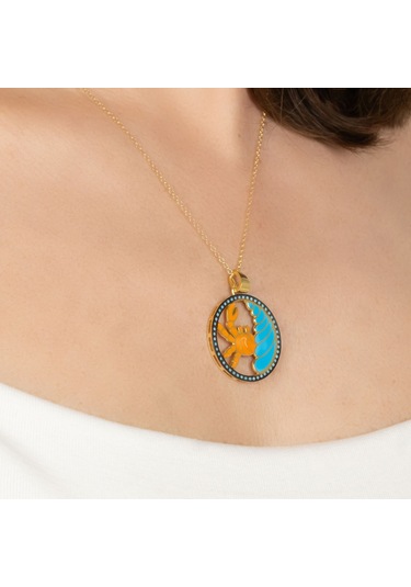 Kayra Mücevher Mineli Yengeç Burcu Altın Kaplama Kolye