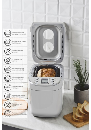 Karaca Bake XL Ekmek Reçel Yoğurt Yapma Makinesi 1500 G + 45 Tarifli Kitapçık