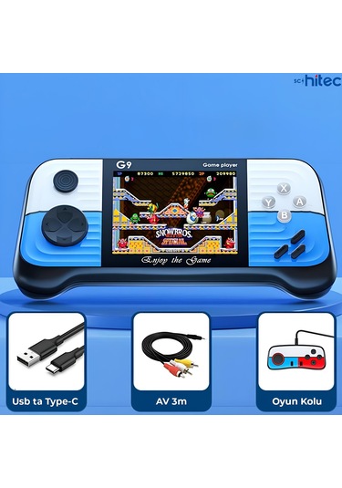 Schitec G9 Retro 3.0 İnç Tv Bağlanan 2.joystickli Oyun Konsolu Mavi 666 Klasik Oyunlar