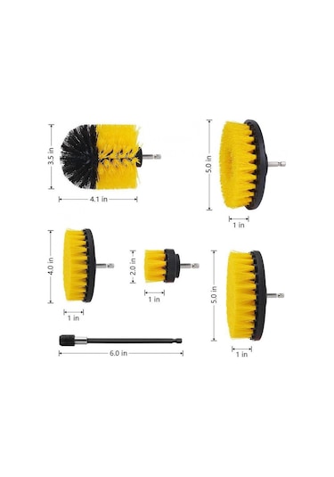 Araba Bisiklet Yıkama Uzatma Aparatlı Matkap Fırça Seti 6 Parça