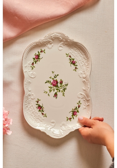 Karaca Vintage Rose Kayık Tabak 30 Cm Çok Renkli