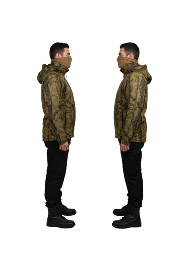 Mysia Outdoor Soft Shell Mont Orman Desen Haki Çift Kat Polarlı Çok Renkli