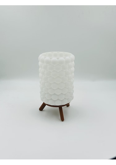 Origami Tasarım 3d Baskı Dekoratif Masa Lambası Pilli Mum Işıklı Geometrik Gece Lambası Beyaz