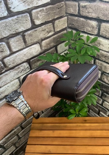 Guard Kahverengi Hakiki Deri Çift Fermuarlı El Çantası - Grd250207wt1374 Diğer Çok Renkli
