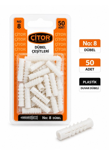 No:8 Plastik Dübel - 50 Adet