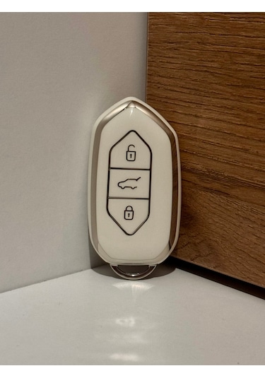 Amblemli Togg T10x-t10f Uyumlu Anahtar Kılıfı Gümüş-beyaz