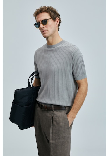 Lufian Erkek Spear Kazak 111090097 Açık Gri Açık Gri