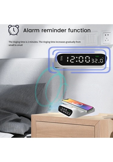 Kablosuz Şarj Çalar Saat 3'ü 1 Arada Kablosuz Şarj Cihazı Hızlı