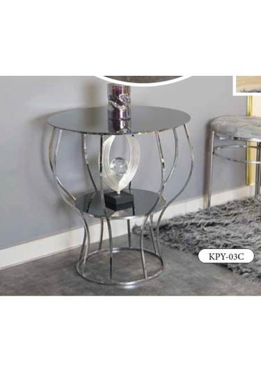 Mim Füme - Gümüş Kupa Yan Sehpa Füme