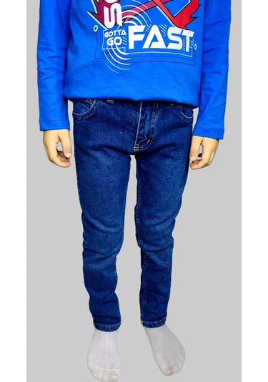 Erkek Çocuk Denim Düz Mavi Ligrasız Kot Pantolon Mavi