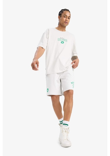Defacto Defactofit Nba Boston Celtics Standart Fit Kısa Paça Şort E4861ax25augr519 Gri