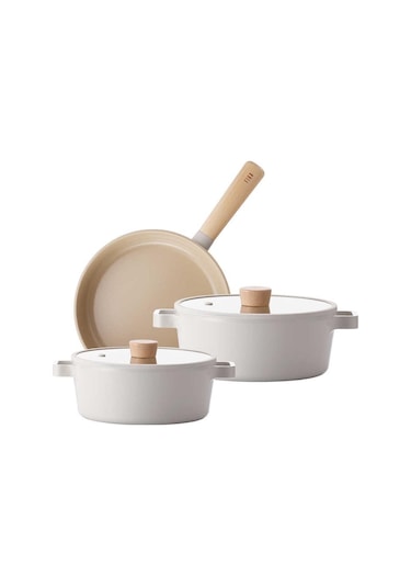 Neoflam Fika Cam Kapaklı Alüminyum Döküm 5 Parça Tencere Seti