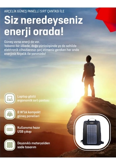 Teknovasyon Arge Arçelik Sbw 8 Watt Solar Sırt Çantası En10002708992