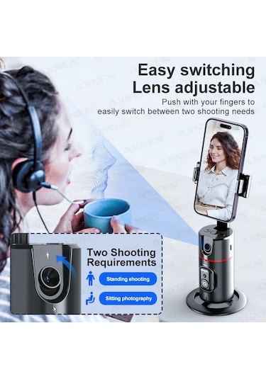 Torima P02 Profesyonel 360 Derece Gimbal Öz Çekim Telefon Sabitleyici Video Çekimi Siyah