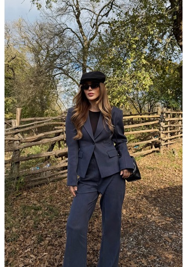 Lacivert Tek Düğmeli Ceket Pantolon Takım - 9480 Lacivert