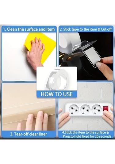 Willowhaven 1 Rulo Çift Taraflı Nano Bant Ekstra Güçlü Yapışkan Şeffaf Çok Amaçlı