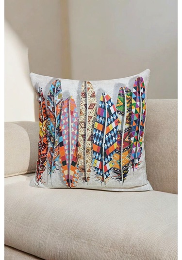 Modern Tarz Dijital Baskılı 4 Lü Dekoratif Kırlent Kılıfı Seti 43x43 Cm Şık Ve Renkli Tasarımlar Açık Bej