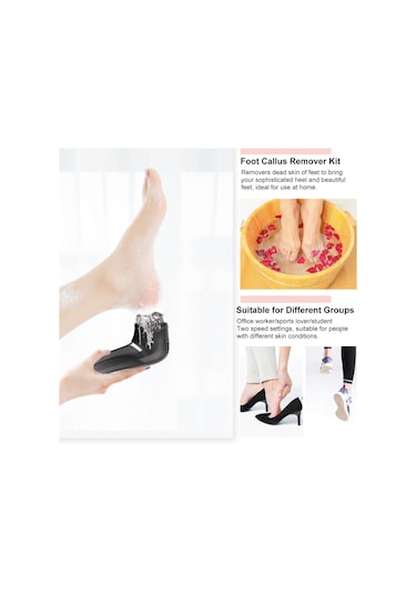 Moveevo Elektrikli Ayak Nasır Temizleme Seti Taşınabilir Ayak Törpüsü Pedikür Aletleri 3 Taşlama Başlığı 2 Hızlı Su Geçirmez