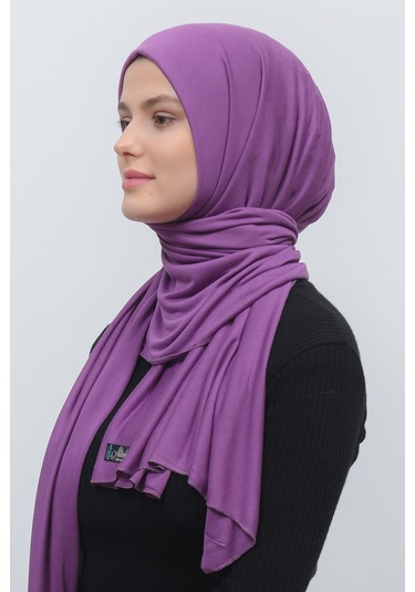 Altobeh Tesettür Kadın Düz Renk Penye Şal Hijab - Mor