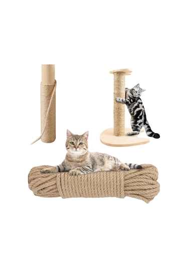 Jütburada Kedi Tırmalama İpi 6 Mm 10 Metre Jüt Halat