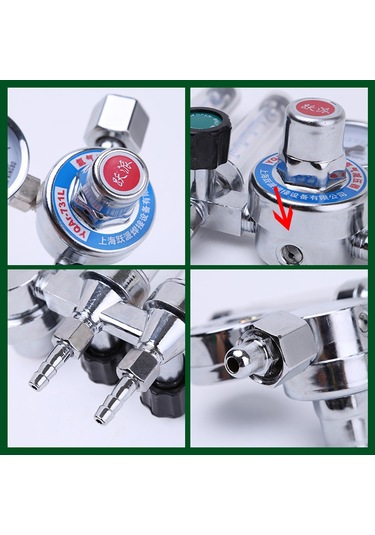 Youtek Argon Gazı Düşürücü Cihazı Çift Borulu Basınç Kontrol Cihazı Sabit Akışlı Metal Regülatör 10 Adet Başlangıç