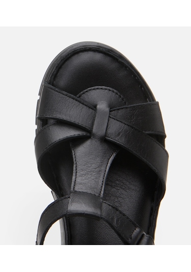 Hotiç Kadın Deri Siyah Ayarlanabilir Comfort Sandalet 01sah306850a100 Siyah-black Siyah