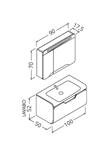 Tales 100 Cm Banyo Dolabı - Retro Gümüş / Beyaz (Boy Dolap Hariç)