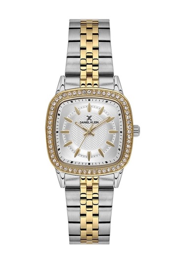 Danıel Kleın Dk102-dk.1.13944-4 Altın Kaplama Kare Taşlı Kadın Kol Saati Gümüş