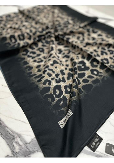 İpekseli Leopar Desenli Organik Pamuk Şal - 2 912