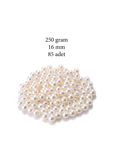 250 Gram 16mm Krem Renk Plastik İnci Boncuk Çanta Ve Takı Yapım B