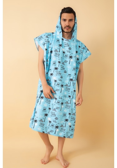 Beach Vibes Yetişkin Sörf Panço Kapüşonlu Plaj Havlusu Sm Beden