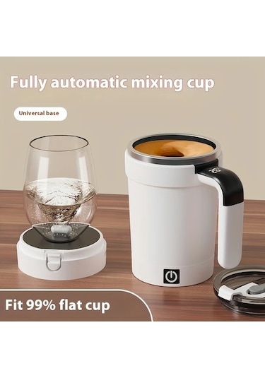 Motion003 Sıdajıa Taşınabilir Kahve Karıştırma Kupası Beyaz Samanlı Usb Şarj 350ml Kapasiteli Manyetik Otomatik Karıştırma Elektrikli Kahve Tozu Demleme