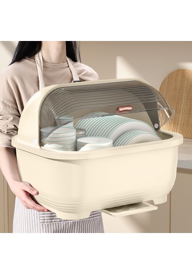 Xiyyadms Kahverengi Orta Boy Yarı Açık Kapaklı Plastik Sulama Özelliği Li Kitchen Gereçleri Depolama Kutusu - 3-4 Kişilik Bulaşık Dolabı Organizatörü Diğer