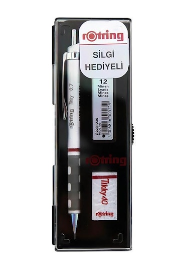 Rotring Tikky Versatil Kalem 0.5 MM Beyaz  + Silgi + Uç