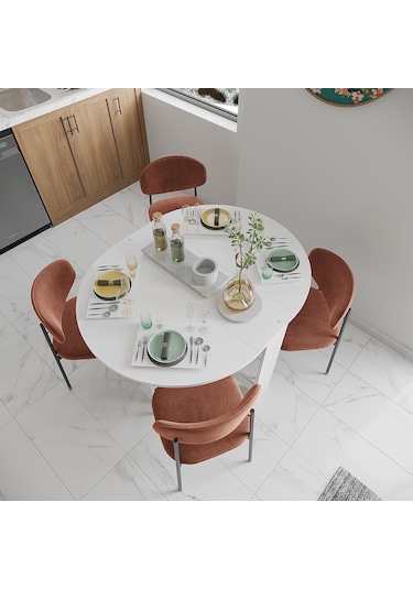 Pratik Katlanır Mutfak Yemek Çalışma Masası - 6 Kişilik-%100 Mdf