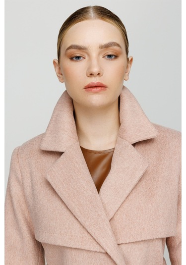 Aller Detaylı Torba Cepli Ara Boy Manto Pudra-pudra Pudra