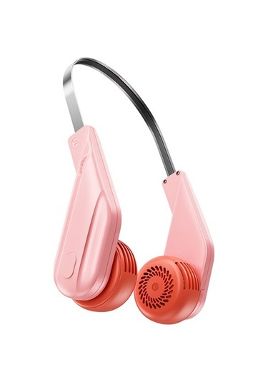 Taşınabilir Boyun Fanı Eller Serbest Yapraksız Fan 4406 Pembe