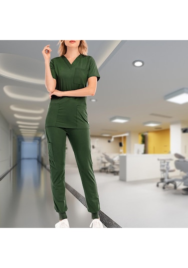 Dolıty Çok Cepli V Yaka İş Elbisesi Ile Nefes Xl-yeşil