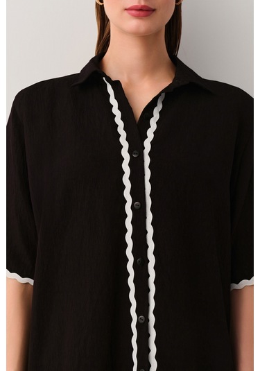 Suwen Robin Plaj Gömleği Sba25720012 Siyah