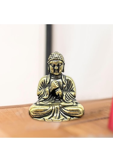 Suntek Magideal Küçük Pirinç Buda Oturan Heykelcik Masa Heykel