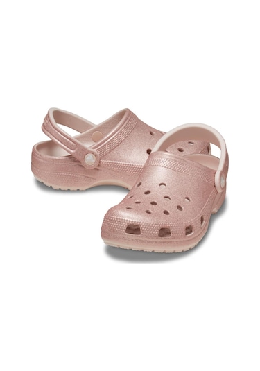 Crocs Classic Glitter Clog Bayan Terlik - Kuvars Koyu Bej