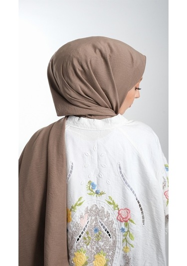 Hürrem Bone 202105_38 Pamuk Düz Klasik Caz Şal Koyu Vizon