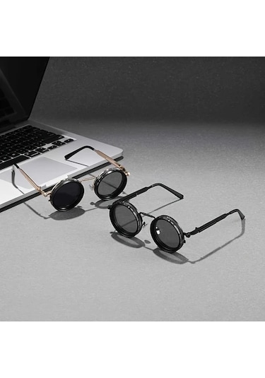 Motion003 Altın Sarısı Ayarlanabilir Işıklı Retro Punk Parti Festival Gözlük Erkek Ve Kadın İçin Uygun Altın