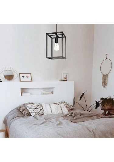 Riolight Retro,vintage,rustik 1xe27 Yatak Odası İçin Tekli Metal Siyah