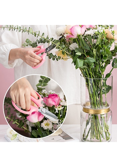 Symbee Çelik Bahçe Budama Makasları - 5'li Set Mavi, Şekillendirme Ve Meyve Toplama İçin Keskin Uçlar, Ergonomik Kollu